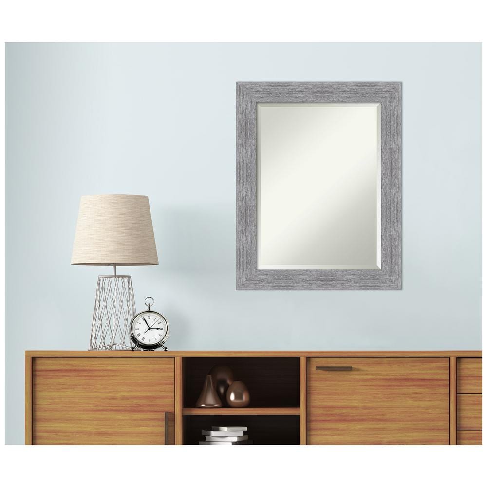 Bark Rustic Bronze and Silver Wood 35"x30" Wall Mirror