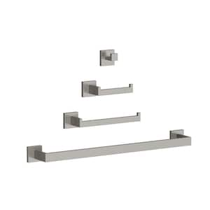 Classic Rain 4-Piece Stainless Steel Wall-Mounted Towel Rack Set in Brushed Nickel