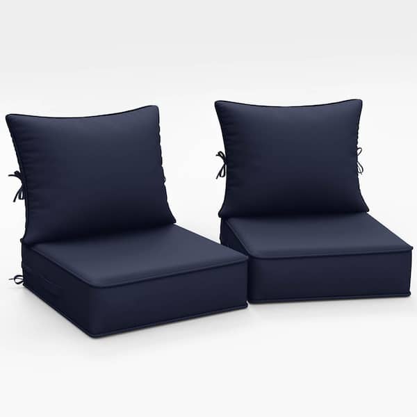 24 x 24 x 6.5 in. Outdoor Waterproof Deep Seat Cushion with Removable Cover for Sofa, Chair, Sectionals (2 -Pack) Navy