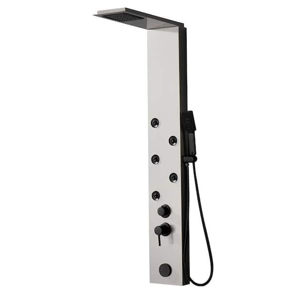 HOMEMYSTIQUE 5-Jet Rainfall Shower Panel System with Rainfall Shower Head and Shower Wand in Black Nickel