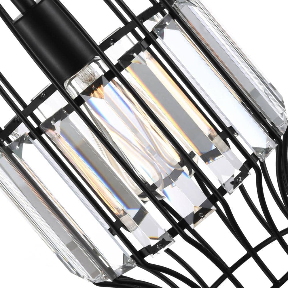Black Steel Crystal Mini LED Pendant Light