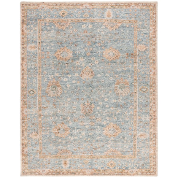 Samarkand 9 ft. x 12 ft. Light Blue/Beige Ornate Border Area Rug