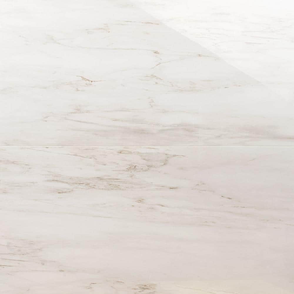 Saroshi Large White Polished Marble Look Porcelain Tile
