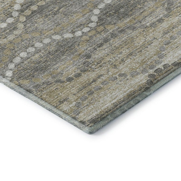 Mayfield Premium Machine Washable Abstract AMF2030 Pewter 2 ft. x 3 ft. Accent Rug