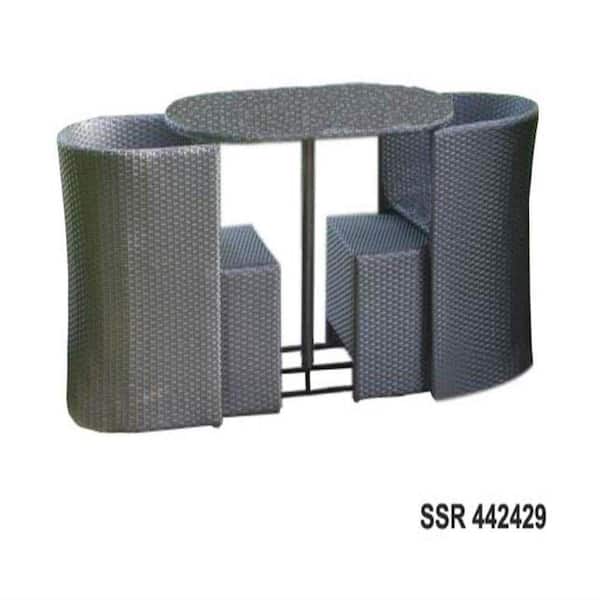 DC America Soho All-Weather Wicker 5-Piece Dining Set with Ottomans