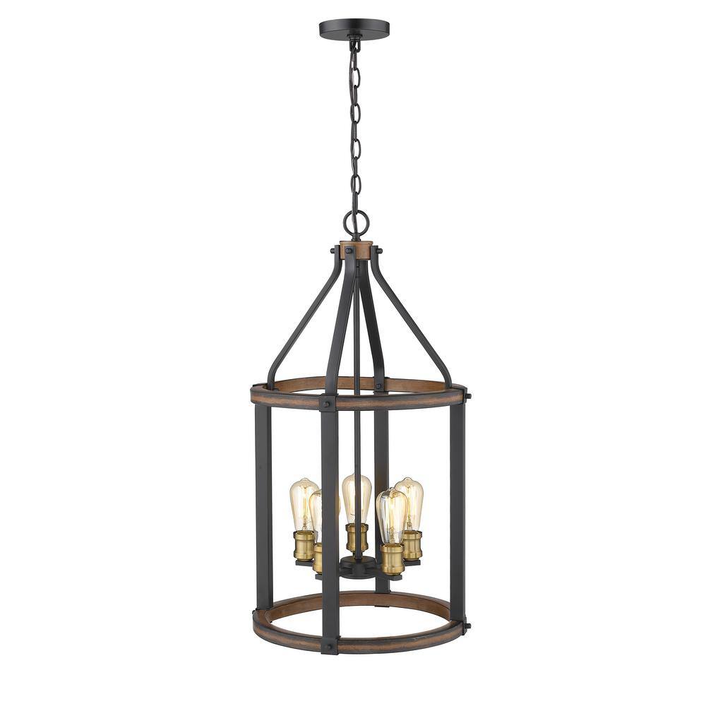 Kirkland Rustic Mahogany 31" Glass Drum LED Pendant Light