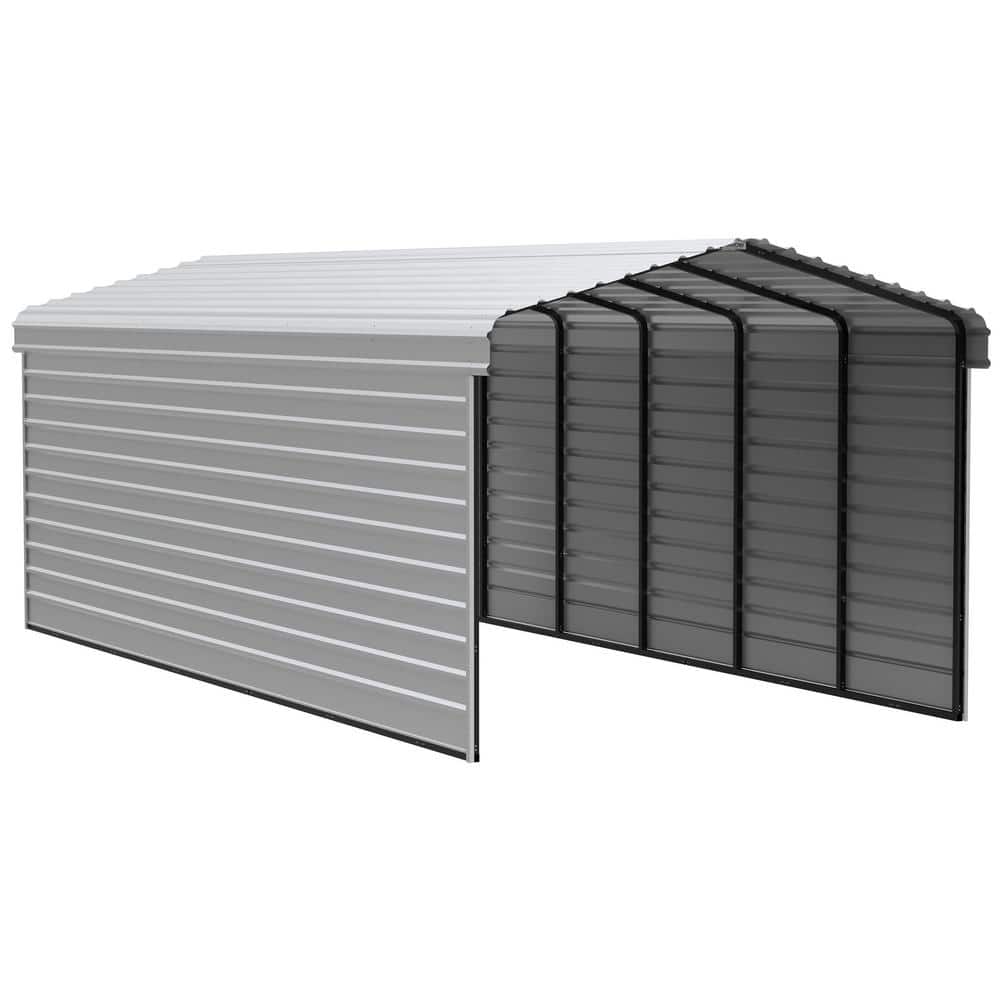 Eggshell and Black Steel Peak Roof Carport Kit