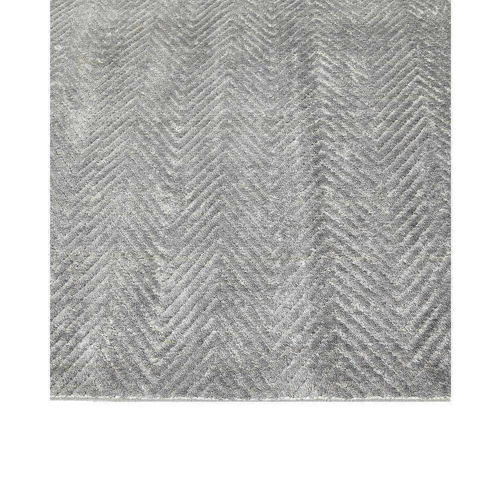 Charcoal Herringbone Hand-Knotted Viscose 8' x 10' Area Rug