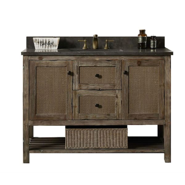 Unbranded 48 in. D Vanity in Brown with Moon Stone Vanity Top in White Basin