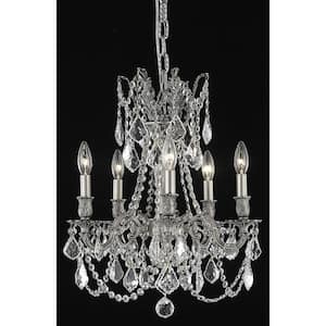 Timeless Home 18 in. 5-Light Pewter Pendant Light