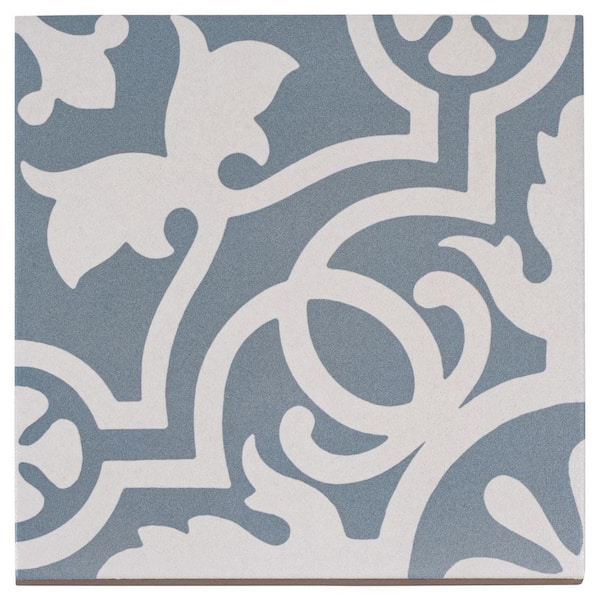 ANDOVA Bliss Beaux Blue 8 in.x 8 in Encaustic Spanish/Moroccan Patterned Matte Porcelain Wall and Floor Tile (10.76sq.ft./Case)