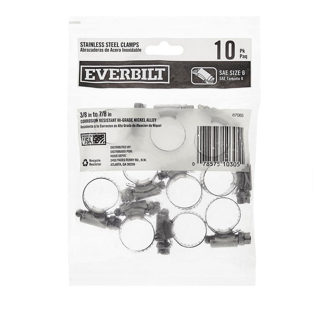 3/8 - 7/8 in. Stainless Steel Hose Clamp (10-Pack) price history on PriceWatchPro