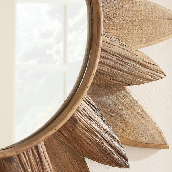 Home Decorators Collection - Medium Sunburst Brown Antiqued Art Deco Accent Mirror (34 in. Diameter)