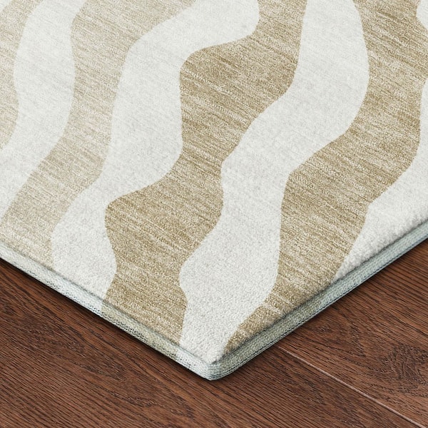 Mayfield Premium Machine Washable Abstract AMF2523 Ivory 10 ft. x 14 ft. Area Rug
