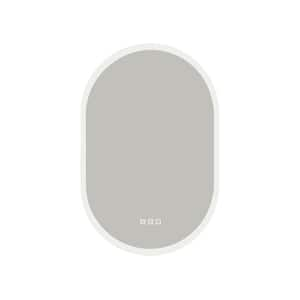 24 in. W x 35 in. H Oval Frameless LED Wall Bathroom Vanity Mirror in White