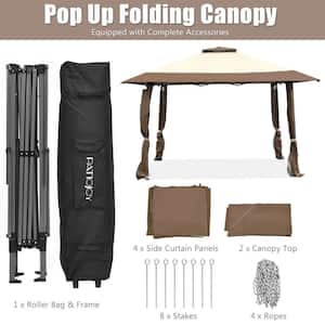 13 ft. x 13 ft. Brown Pop Up Canopy Tent Instant Outdoor Folding Canopy Shelter