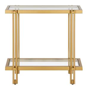 Inez 24 in. Brass Glass Rectangular Side Table