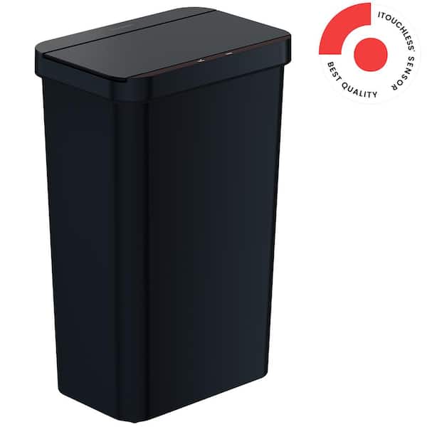 iTouchless 13.2 Gal. / 50 Liter Black Sensor Plastic Kitchen Trash Can