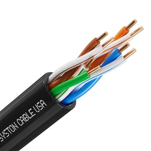 250 ft. Black CMR Cat 5e 350 MHz 24 AWG Solid Bare Copper Outdoor/Indoor Ethernet Network Wire- Bulk No Ends