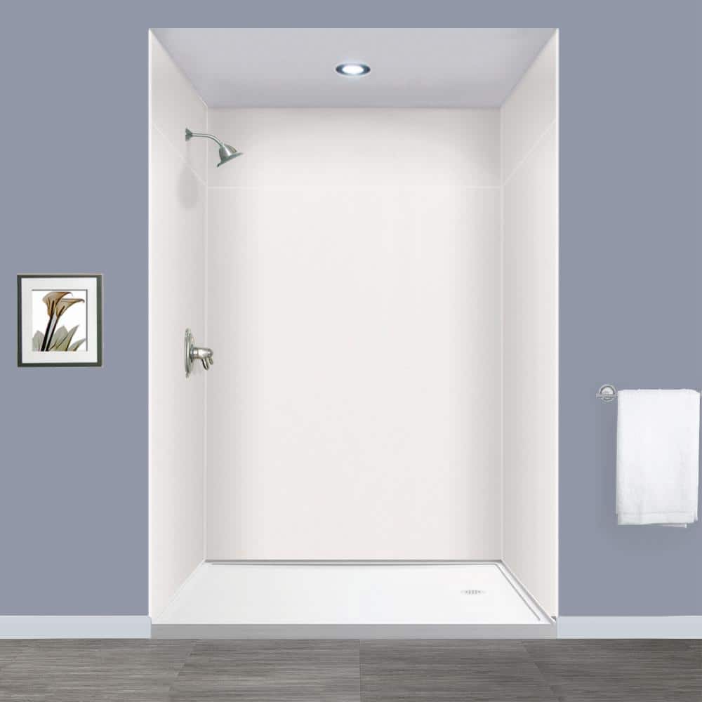 White Composite Solid Surface 60'' x 60'' x 96'' Shower Wall Kit
