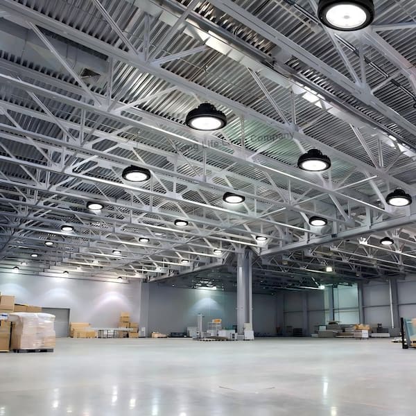 Microwave Motion Sensor 10 in. 300-Watt Equivalent Integrated LED Dimmable Black UFO High Bay Light, 5000K Lighting