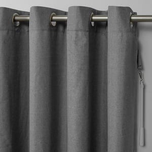Loha Patio Black Pearl Solid Light Filtering Grommet Top Indoor Curtain Panel, 108 in. W x 96 in. L (single set)