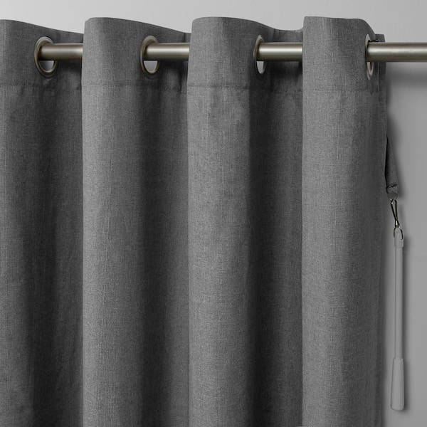 Loha Patio Black Pearl Solid Light Filtering Grommet Top Indoor Curtain Panel, 108 in. W x 96 in. L (single set)