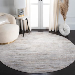 Orchard Gray/Gold Doormat 3 ft. x 3 ft. Striped Round Area Rug