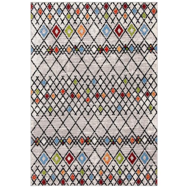 SAFAVIEH Amsterdam Beige/Blue Doormat 3 ft. x 5 ft. Geometric;Trellis Area Rug