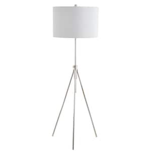 Cipriana 72 in. Nickel Adjustable Triangle Floor Lamp with White Shade