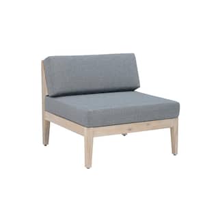 Sammie Natural Acacia wood Outdoor Sectional Middle Chair with Gray cushion