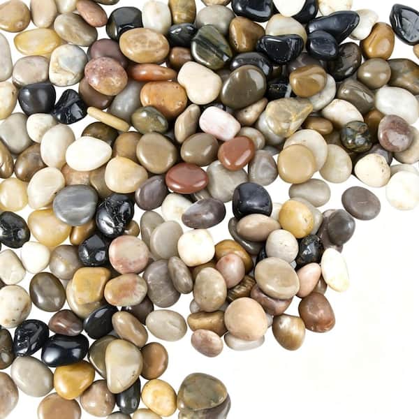 Centered Rocks Black - River Rock - Bulk Landscape Rocks - The Home Depot