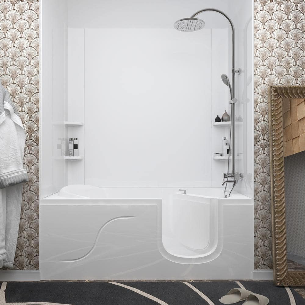 Ashton 60'' White Acrylic Walk-In Soaking Bathtub