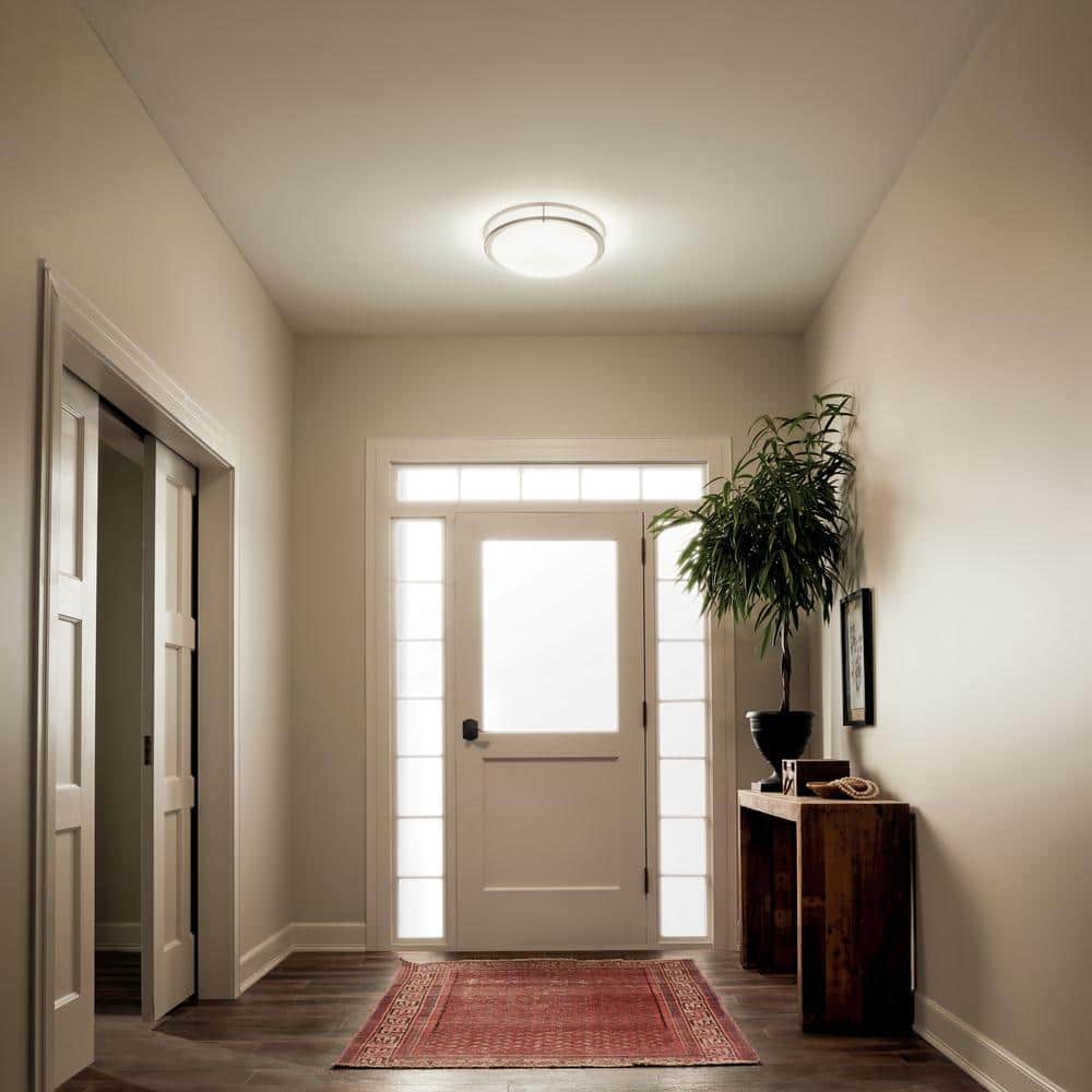 Brushed Nickel LED Drum Shade Flush Mount Ceiling Light