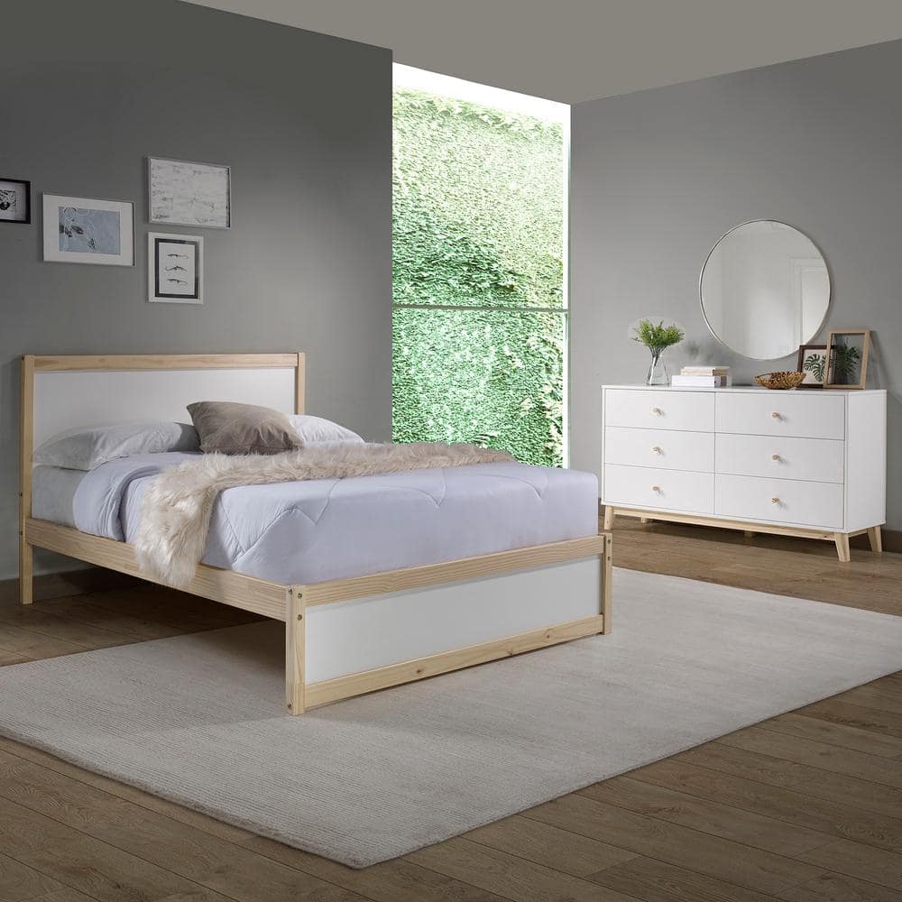 White Modern Double 6-Drawer Dresser