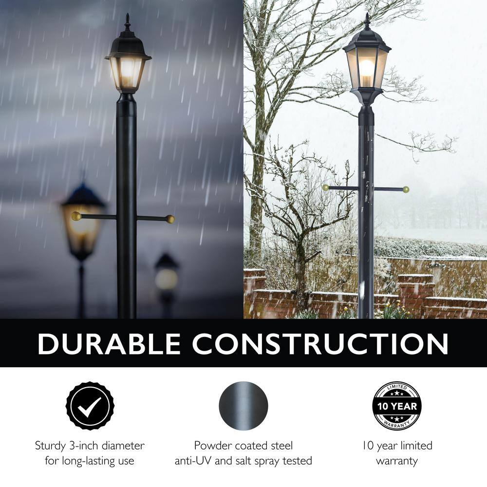 80-Inch Bronze Powder Coated Outdoor Lamp Post with Cross Arm