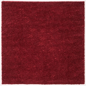 August Shag Burgundy 5 ft. x 5 ft. Square Solid Area Rug