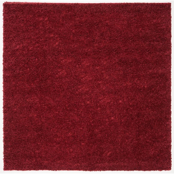 SAFAVIEH August Shag Burgundy 5 ft. x 5 ft. Square Solid Area Rug