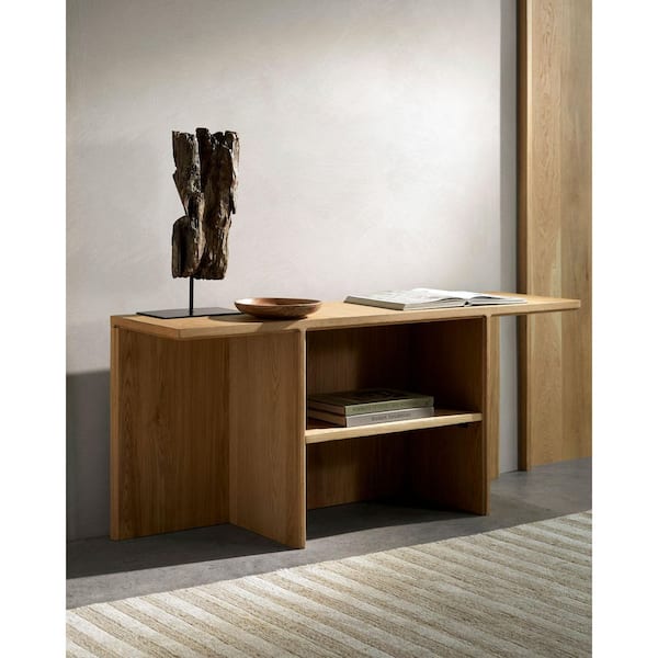 Cascata 16 in. Brown Rectangle Wood Console Table with Solid Wood