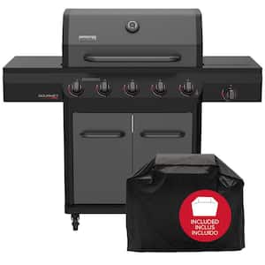 Gourmet Pro 5 Burner plus Side Burner Gas Grill in Graphite 720-1117A with PVC Cover 700-0110 Bundle