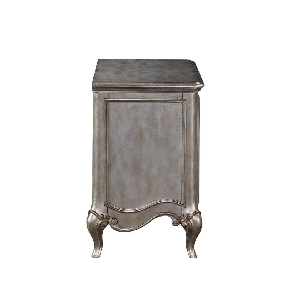 Antique Champagne Mirrored 2-Drawer Nightstand