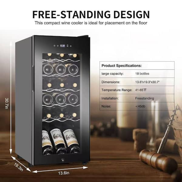 SOZT 13.58 in. Single Zone 18-Bottle Wine Cooler With LCD Touch