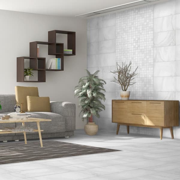 Stonewall White 12 in. x 12 in. Square Matte Porcelain Floor and Wall Mosaic Tile (5 sq. ft. / case)