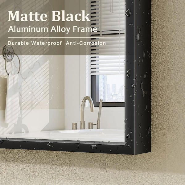 72 in. H x 32 in. W Rectangular High-Definition Aluminum Alloy Framed Tempered Glass Wall Decor Mirror in Matte Black