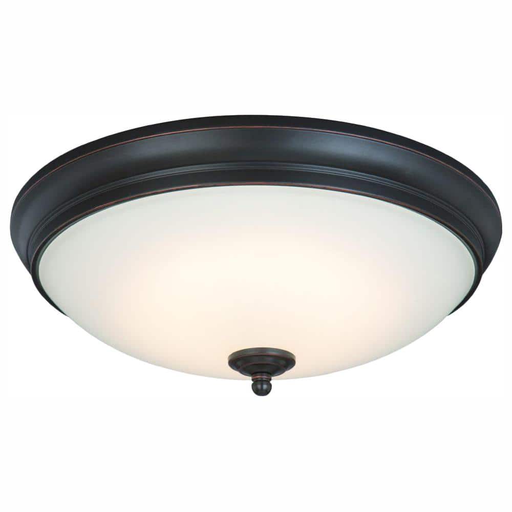 13 in. 60-Watt Equivalent Oil-Rubbed Bronze Integrated LED Flush Mount with