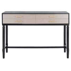 Estella 13 in. Black Rectangle Wood Console Table with Drawer