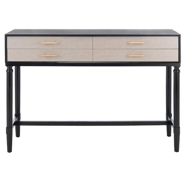 SAFAVIEH Estella 13 in. Black Rectangle Wood Console Table with Drawer