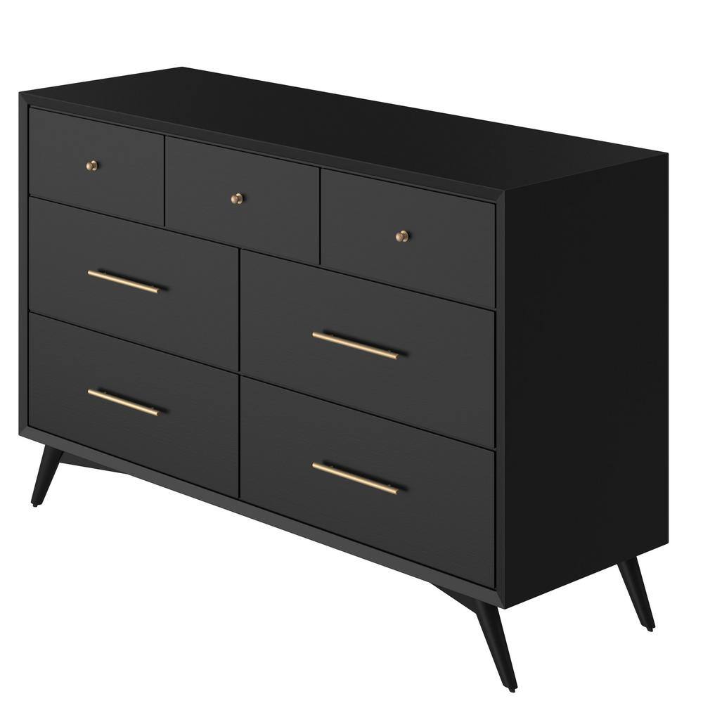 Alpine Furniture Flynn 56in. W Black 7-Drawer Dresser 966BLK-03 - The ...