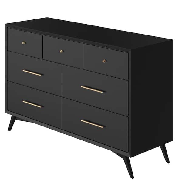 Alpine Furniture Flynn 56in. W Black 7-Drawer Dresser