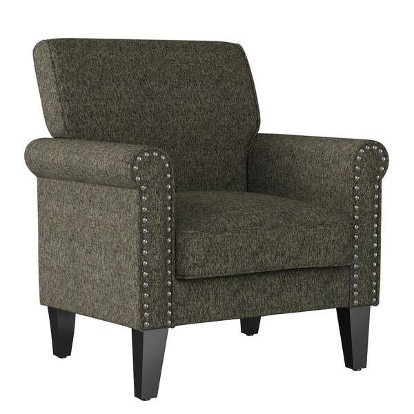 Handy Living Tapley Textured Bark Chenille Arm Chair with Nailhead Trim